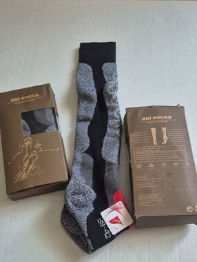 Ski Socks - Black & Gray Performance Ski Socks with Red Accent